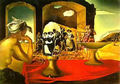 Sklavenmarkt mit unsichtbarer Büste Voltaires Salvador Dali